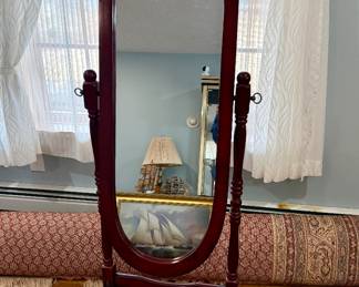 Antique-Style Wood Pivoting Mirror