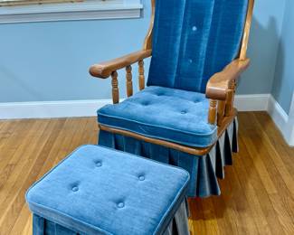 Blue Rocking Chair and Rocking Ottoman Set; excellent condition 