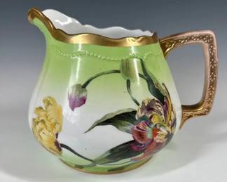 Hand Painted Porcelain Floral Pitcher, Vintage