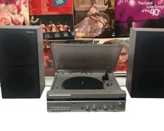 1980s Panasonic Turntable AMFM Stereo Cassette Player  LPs