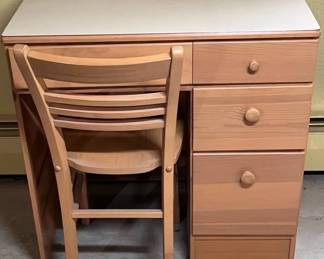 Student Wood Desk and Chair Set, Vintage