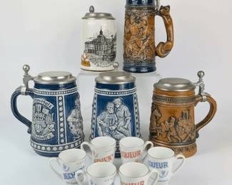 Gerz Boar  Other German Beer Steins with Bechers Liqueur Cups