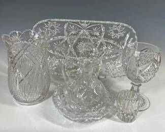 Assortment of Cut Glass Serving Pieces