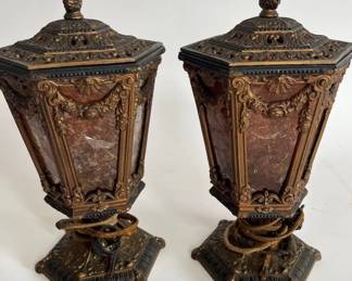 Oscar Bach Style Electric Lamp Pair, Early 20th Century