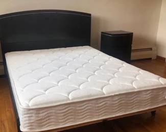 Full Size Black Platform Bed with Matching Night Stand