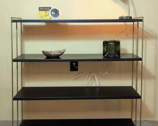 MidCentury Modern Metal Bookshelf and Decor