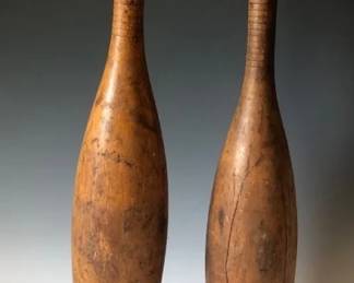 Two Wooden Juggling Pins, Antique