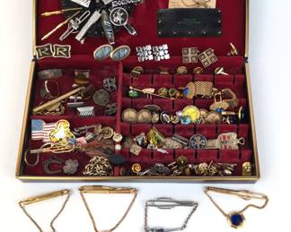 Tie Tacks And Clips Mens Jewelry Box Collection, Vintage