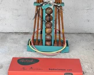 Croquet Set and Sportscraft Badminton, Vintage