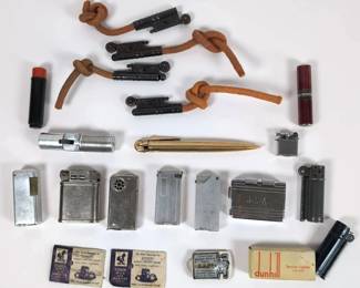 Ronson Gold Penciliter, Dunhill WWII, Beattie Jet Pocket Lighter  More