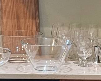 Assorted glassware and chopping boards