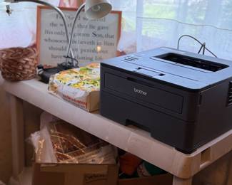 Brother printer, mid century desk lamp