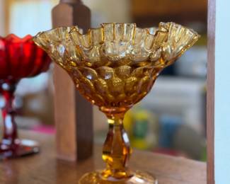 Vintage amber Fenton dish