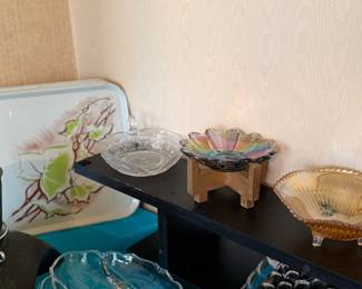 Vintage glassware, serving trays