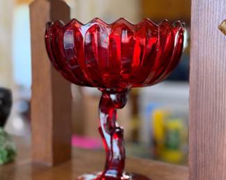 Mid century ruby red dish