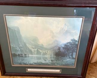 Framed Signed Artwork - Mountain / winter / lake scene