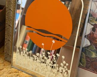 Mid century Jim Roslof painted mirror