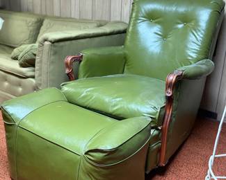 Very cool mid century avocado green chair with matching ottoman