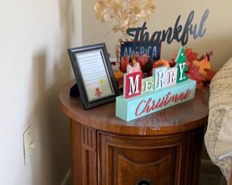 Mid century drum table, Holliday decor