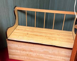 Light oak storage bench