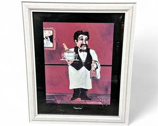 Lot 239  Maurice Framed Decorative Print  French Sommelier With Veuve Clicquot