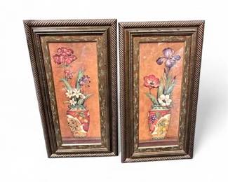 Lot 240  Pair Of Framed Pamela Gladding Tuscan Floral Vase Prints