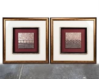 Lot 258  Pair of Framed Abstract MixedMedia Prints
