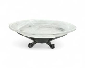 Lot 378  Marbled Alabaster Glass Centerpiece Bowl