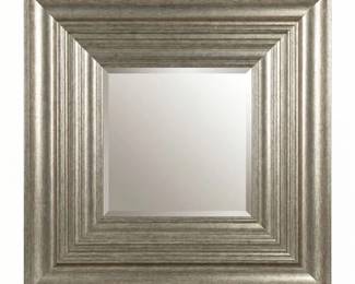 Lot 254  Square Beveled Wall Mirror with Brushed Silver Frame