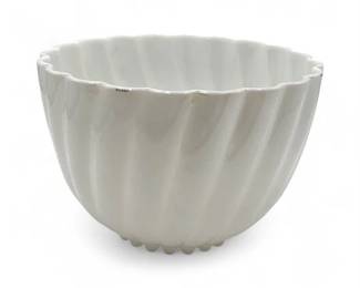 Lot 331  Mid Century Hazel Atlas Alpine Swirl Milk Glass Punch Bowl