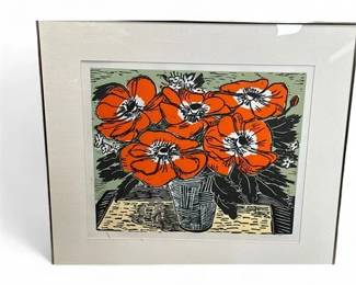 Lot 947  Framed Ltd. Ed. Lithograph Titled Poppies By The Artist Rita Baragona