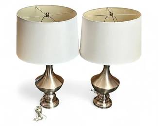 Lot 376  Pair Of Metallic Table Lamps With A Distinctive UrnShaped Base
