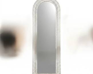 Lot 389  White Wicker Arched Wall Mirror