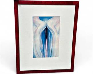 Lot 241  Framed Georgia OKeeffe Reproduction  Grey Line With Black, Blue and Yellow