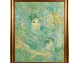 Lot 390  Vintage Framed Print Titled Quiet Moment By Artist Mary Miller