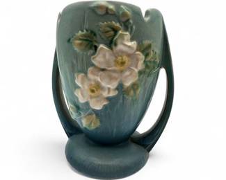 Lot 405  Vintage Roseville Art Pottery Vase In The White Rose Pattern