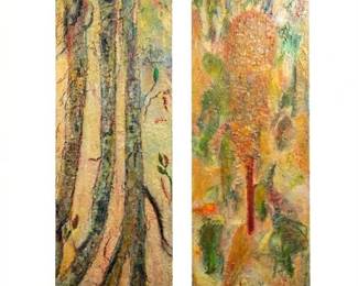 Lot 388  Pair of Impasto Oil Paintings, Forest Landscapes