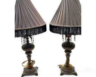 Lot 934  Pair Of AntiqueStyle Bronze Table Lamps