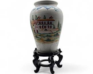 Lot 935  HandPainted Porcelain Vase With Landscape Scene