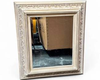 Lot 262  SilverFinish Carved Wood Wall Mirror With Beveled Glass