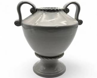 Lot 313  Classic UrnStyle Ceramic Vessel With Pedestal Base  Scrolled Handles