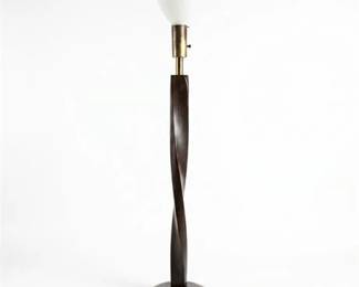 Lot 379  MidCentury Style Sculptural Twisted Wood Torchiere Floor Lamp