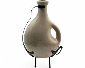 Lot 371  Postmodern Large OffWhite Ceramic Decorative Handled Urn