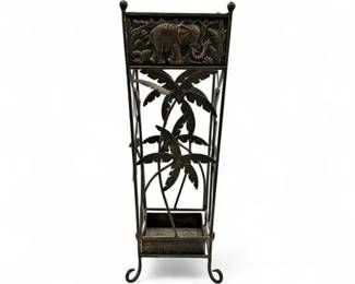 Lot 349  Vintage Metal Umbrella Stand With A Tropical Jungle Theme