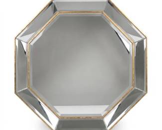 Lot 393  Large Octagonal Beveled Wall Mirror With Gold Trim