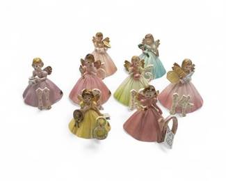 Lot 930  Set Of Eight Josef Originals Birthday Angel Figurines