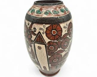 Lot 207  Hand Painted Ceramic Vase By Leonardo Bernabe From Tonala Mexico