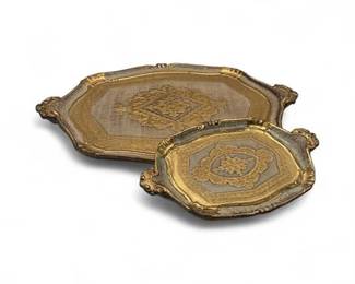Lot 315  Pair Of Vintage Italian Florentine Giltwood Trays