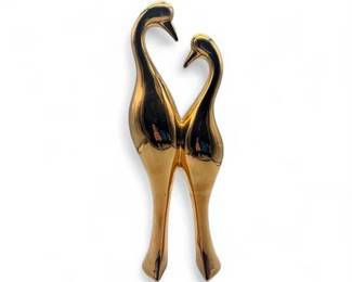 Lot 206  Vintage Brass Sculpture Featuring A Pair Of Stylized Birds