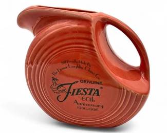 Lot 211  Fiesta Persimmon 60th Anniversary Large Disk Pitcher